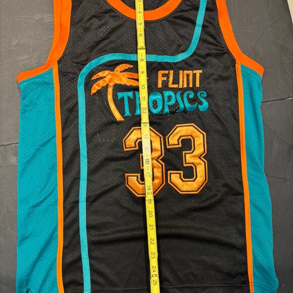 Flint Tropics #33 “Moon” Black Basketball Jersey - From Movie "Semi Pro"- Size S - Picture 7 of 7